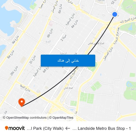 Al Jafiliya Landside Metro Bus Stop - 1 to Central Park (City Walk) map