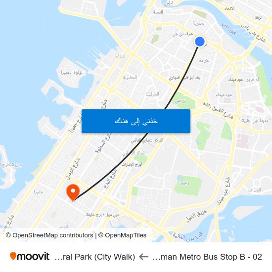 Burjuman Metro Bus Stop B - 02 to Central Park (City Walk) map