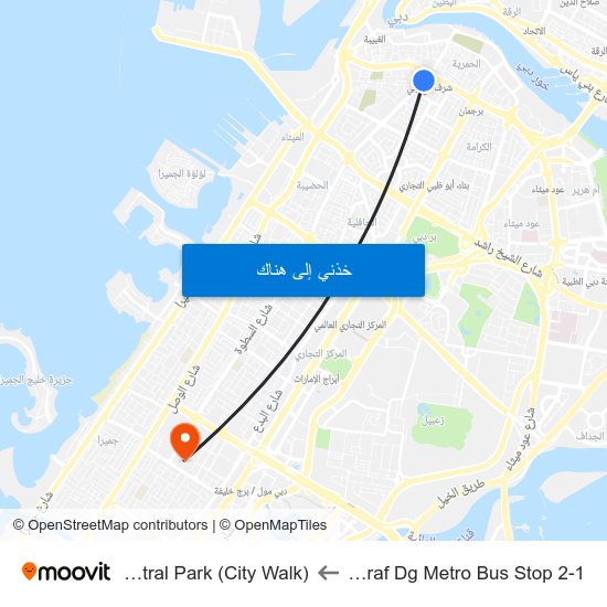 Sharaf Dg Metro Bus Stop 2-1 to Central Park (City Walk) map