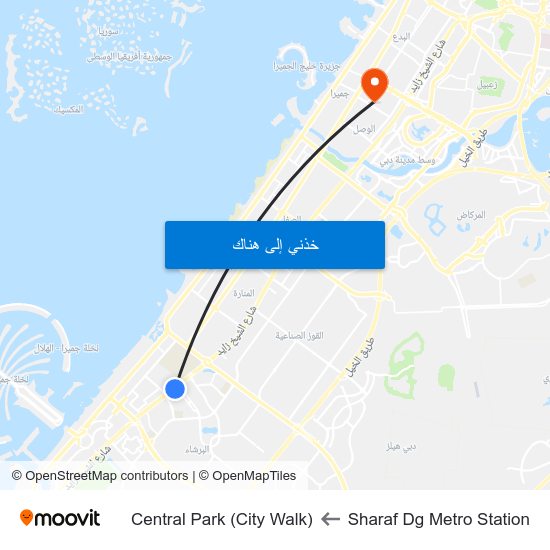 Sharaf Dg Metro Station to Central Park (City Walk) map