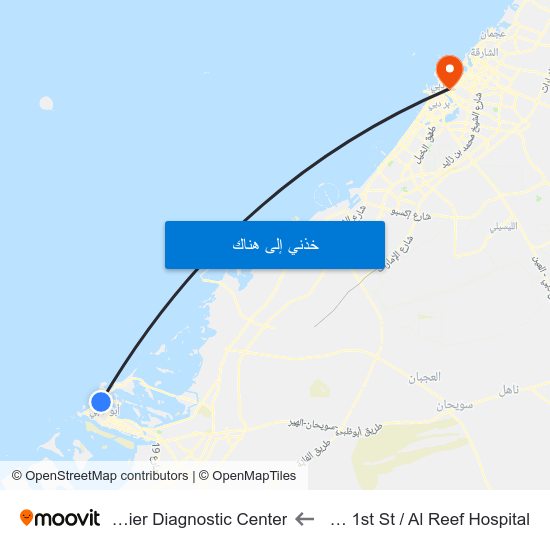 Zayed 1st St / Al Reef Hospital to Premier Diagnostic Center map