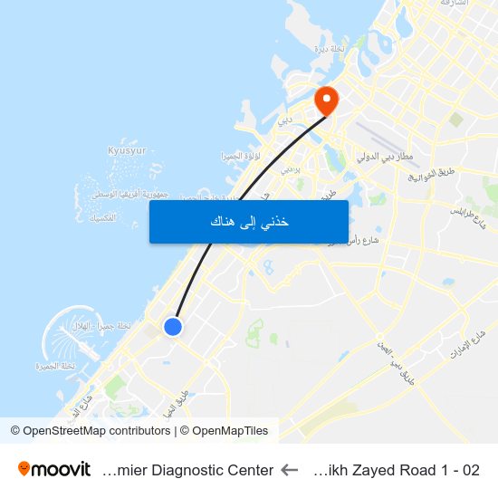 Shaikh Zayed  Road 1 - 02 to Premier Diagnostic Center map