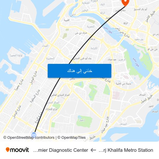 Burj Khalifa Metro Station to Premier Diagnostic Center map