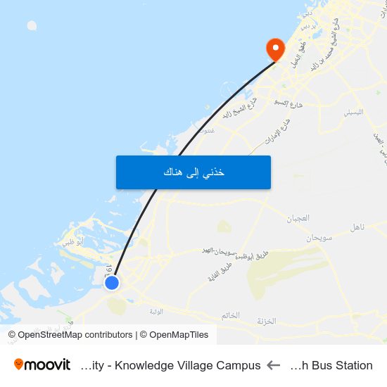 Mussafah Bus Station to Zayed University - Knowledge Village Campus map