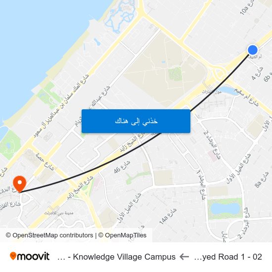 Shaikh Zayed  Road 1 - 02 to Zayed University - Knowledge Village Campus map