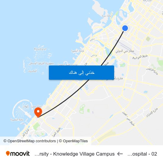 Nmc Hospital - 02 to Zayed University - Knowledge Village Campus map