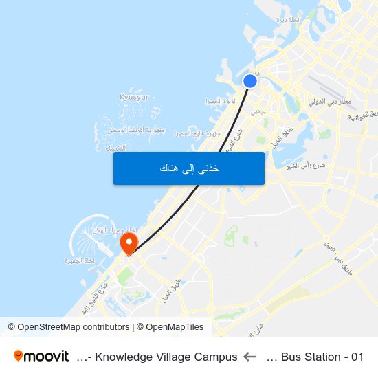 Al Ghubaiba Bus Station - 01 to Zayed University - Knowledge Village Campus map