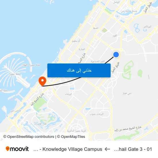 Quoz, Al Khail Gate 3 - 01 to Zayed University - Knowledge Village Campus map