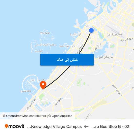 Burjuman Metro Bus Stop B - 02 to Zayed University - Knowledge Village Campus map