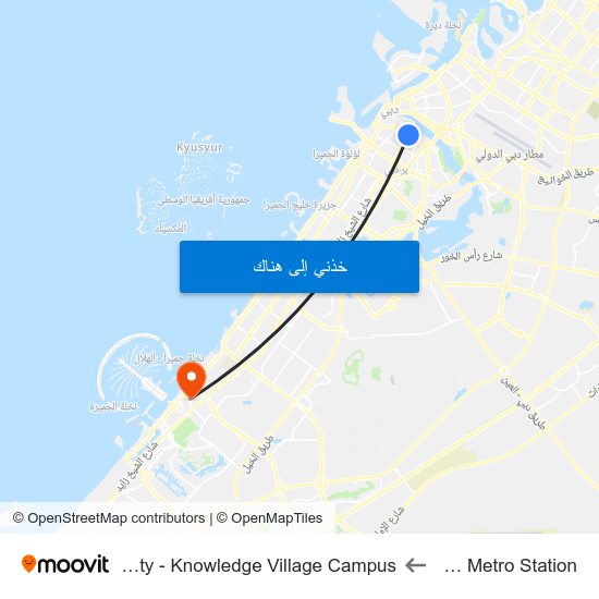 Burjuman Metro Station to Zayed University - Knowledge Village Campus map