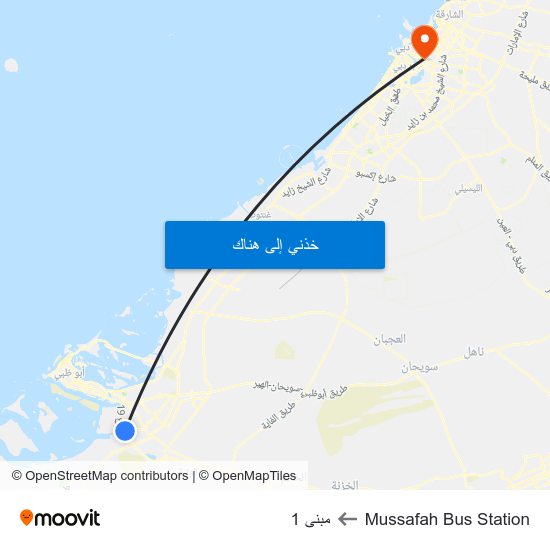 Mussafah Bus Station to مبنى 1 map