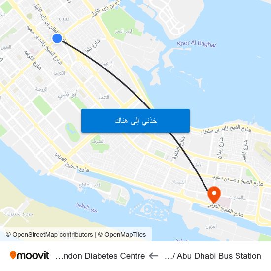 Hazaa Bin Zayed St /  Abu Dhabi Bus Station to Imperial College London Diabetes Centre map