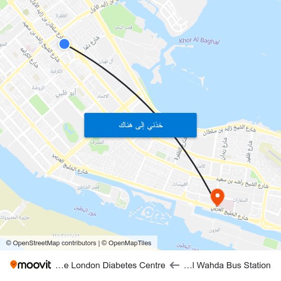 Abu Dhabi Al Wahda Bus Station to Imperial College London Diabetes Centre map