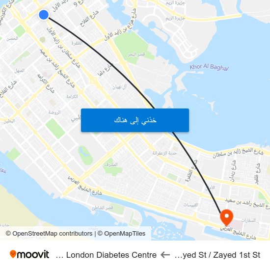 Sultan Bin Zayed St / Zayed 1st St to Imperial College London Diabetes Centre map