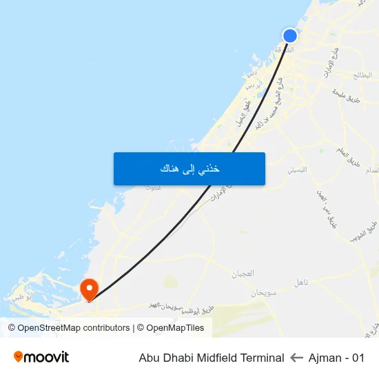 Ajman - 01 to Abu Dhabi Midfield Terminal map