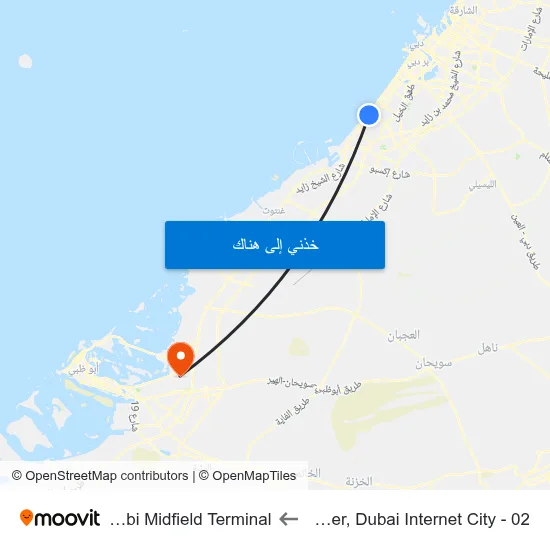Schlumberger, Dubai Internet City - 02 to Abu Dhabi Midfield Terminal map