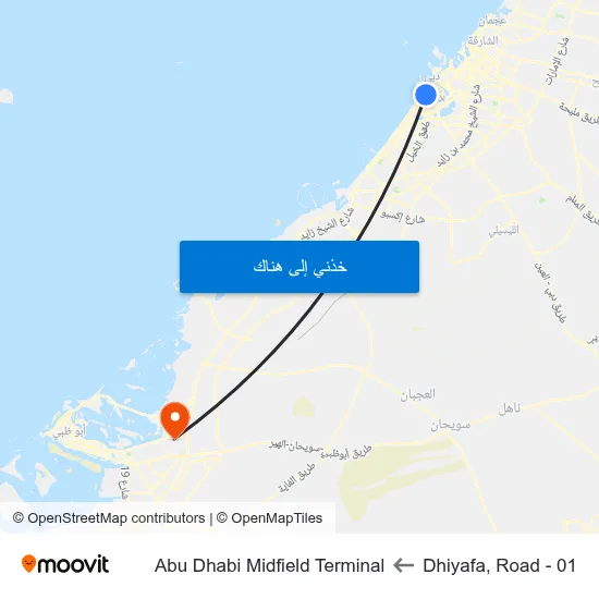 Dhiyafa, Road - 01 to Abu Dhabi Midfield Terminal map
