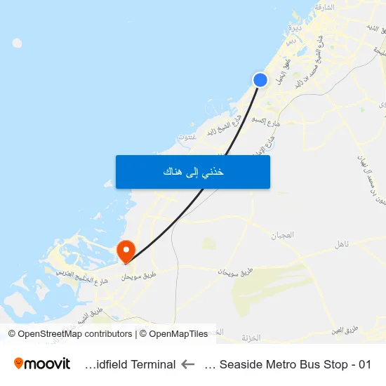 Dubai Internet City Seaside Metro Bus Stop - 01 to Abu Dhabi Midfield Terminal map