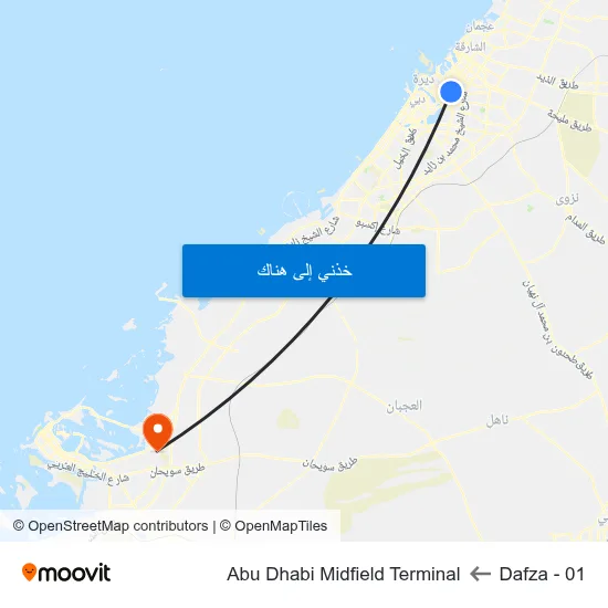 Dafza - 01 to Abu Dhabi Midfield Terminal map