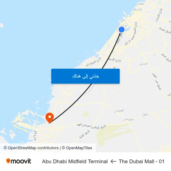 The Dubai Mall - 01 to Abu Dhabi Midfield Terminal map