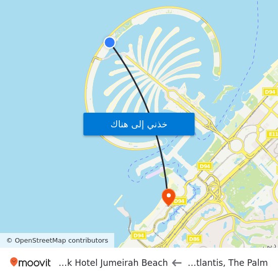 اتلانتس to Mövenpick Hotel Jumeirah Beach map