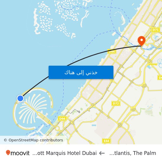 اتلانتس to Jw Marriott Marquis Hotel Dubai map