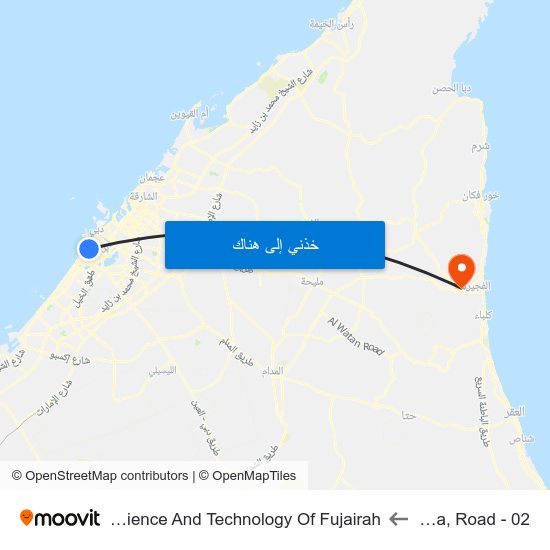 Hudheiba, Road - 02 to University Of Science And Technology Of Fujairah map