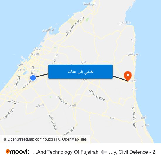 International City, Civil Defence - 2 to University Of Science And Technology Of Fujairah map