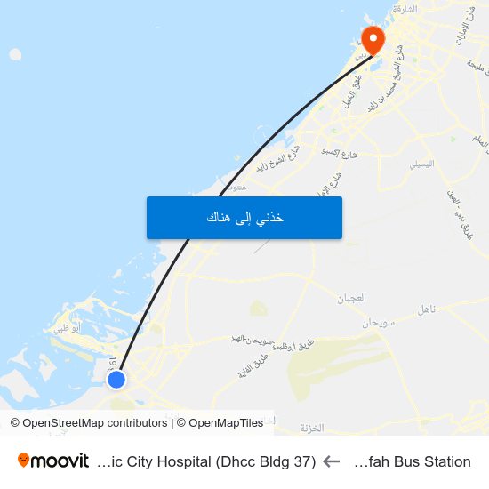 Mussafah Bus Station to Mediclinic City Hospital (Dhcc Bldg 37) map