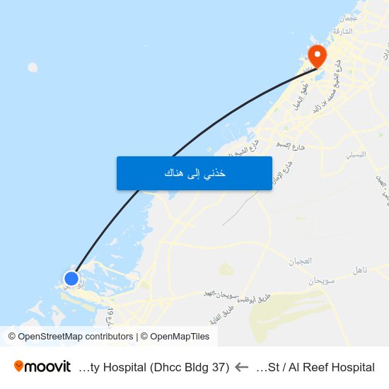Zayed 1st St / Al Reef Hospital to Mediclinic City Hospital (Dhcc Bldg 37) map