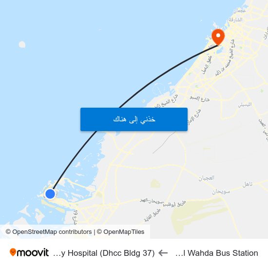 Abu Dhabi Al Wahda Bus Station to Mediclinic City Hospital (Dhcc Bldg 37) map