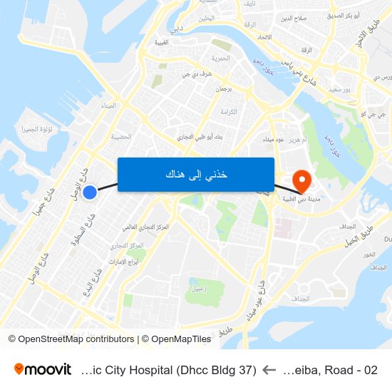 Hudheiba, Road - 02 to Mediclinic City Hospital (Dhcc Bldg 37) map