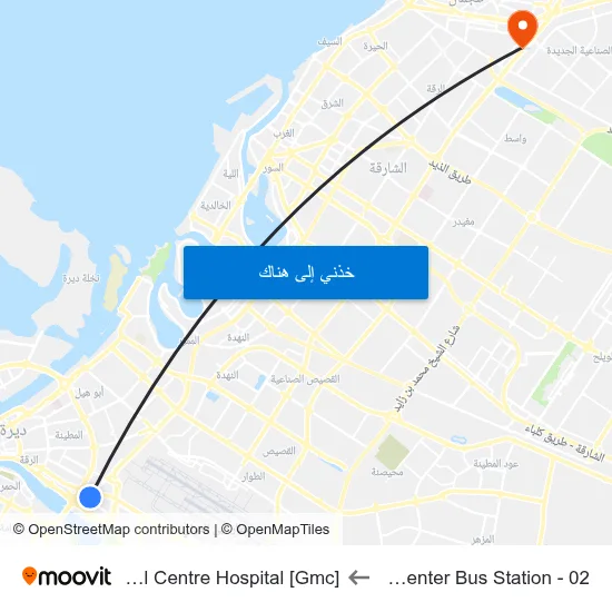 Deira City Center Bus Station - 02 to Gulf Medical Centre Hospital [Gmc] map