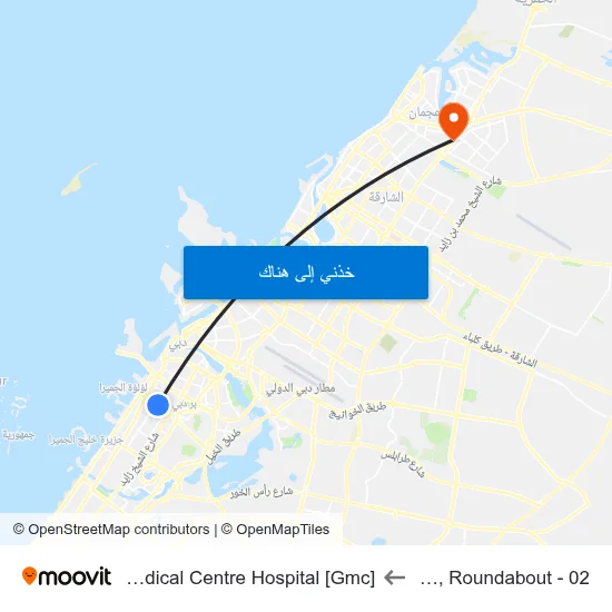 Satwa, Roundabout - 02 to Gulf Medical Centre Hospital [Gmc] map