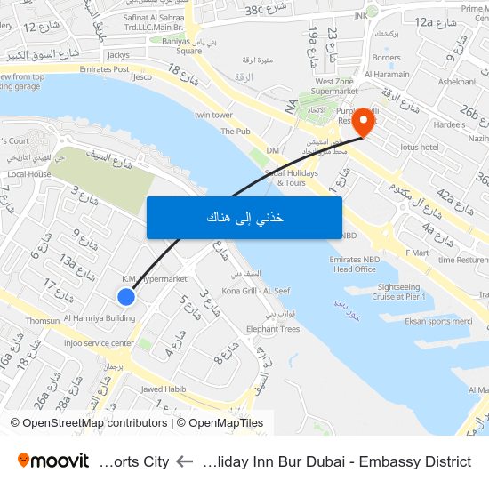 Holiday Inn Bur Dubai - Embassy District to Sports City map