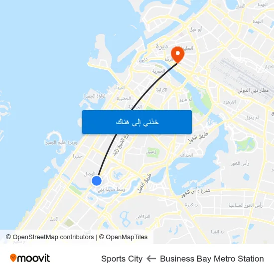 Business Bay Metro Station to Sports City map