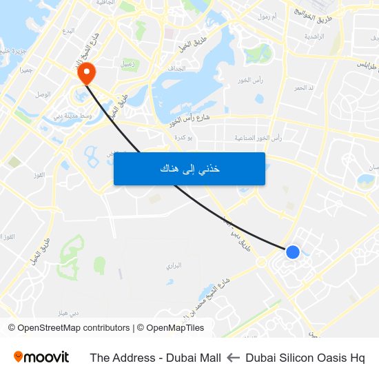 Dubai Silicon Oasis Hq to The Address - Dubai Mall map