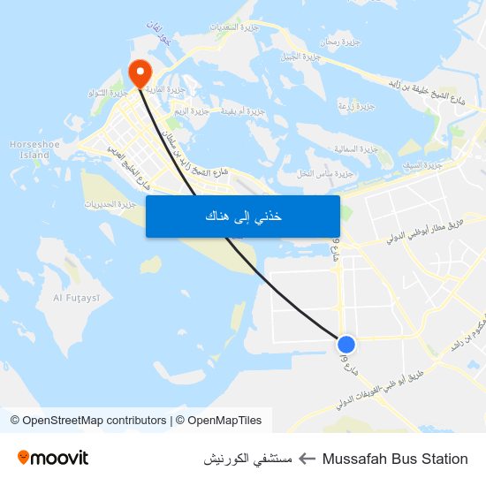 Mussafah Bus Station to مستشفي الكورنيش map