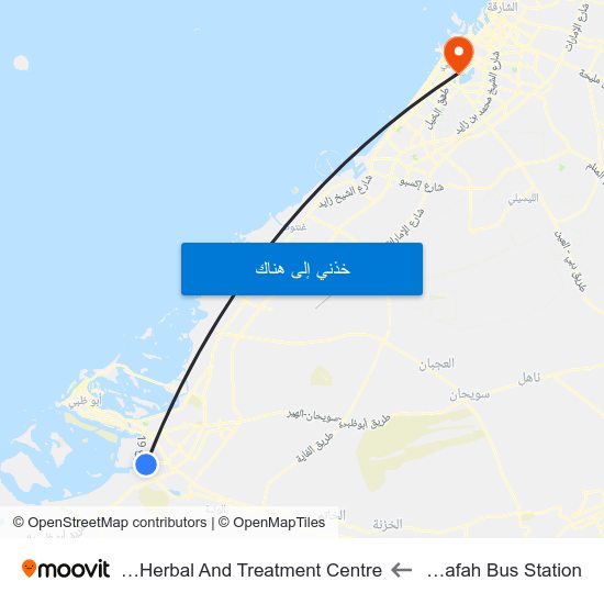 Mussafah Bus Station to Dubai Herbal And Treatment Centre map