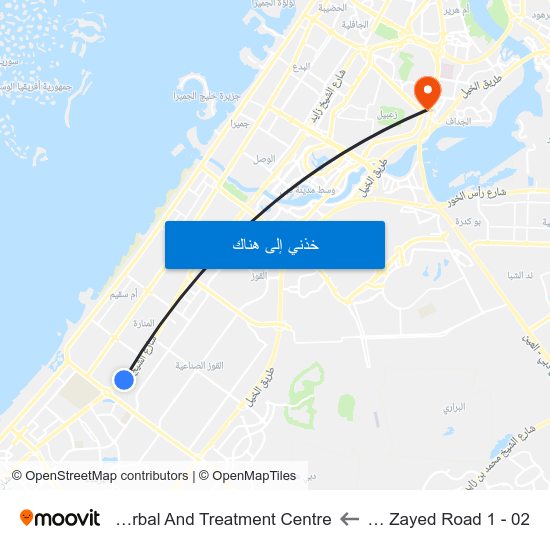 Shaikh Zayed  Road 1 - 02 to Dubai Herbal And Treatment Centre map