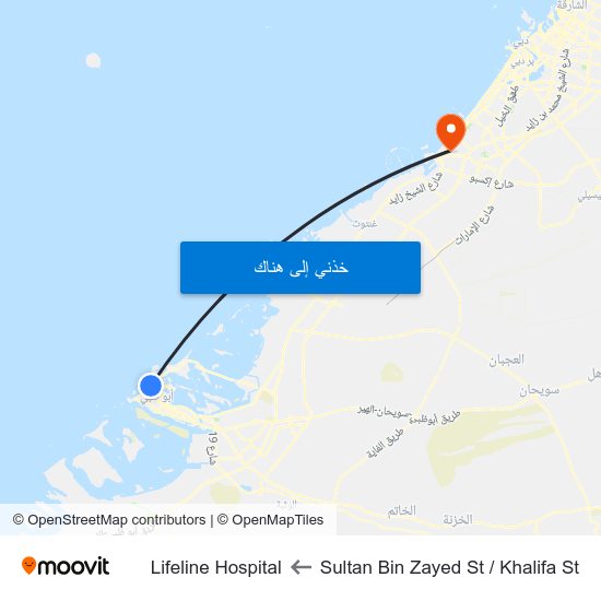 Sultan Bin Zayed St / Khalifa St to Lifeline Hospital map