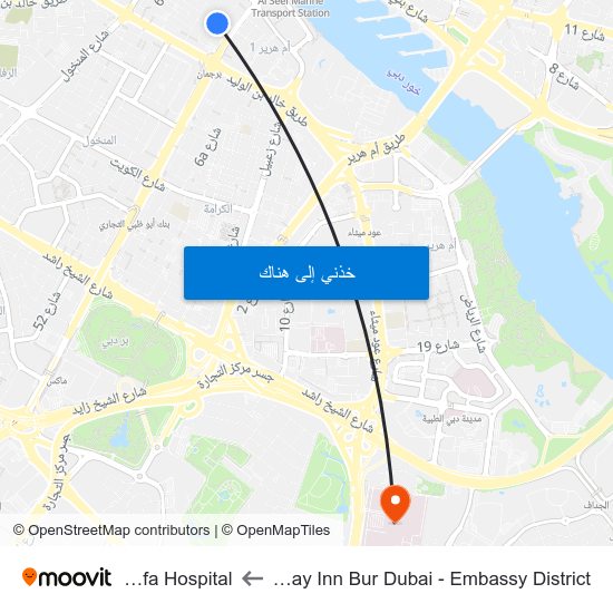 Holiday Inn Bur Dubai - Embassy District to Latifa Hospital map