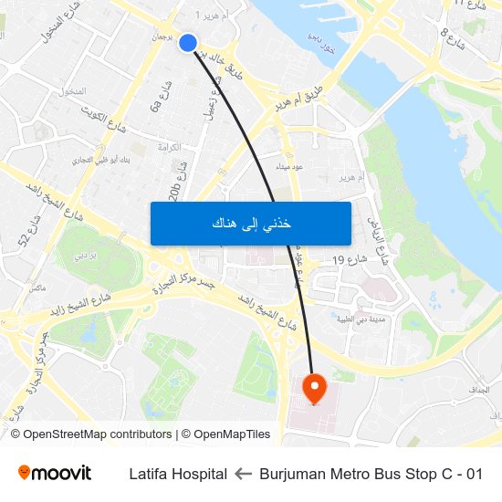 Burjuman Metro Bus Stop C - 01 to Latifa Hospital map