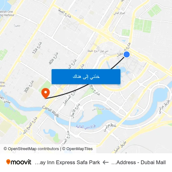 The Address - Dubai Mall to Holiday Inn Express Safa Park map