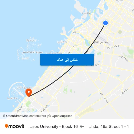 Al Nahda, 19a Street 1 - 1 to Middlesex University - Block 16 map