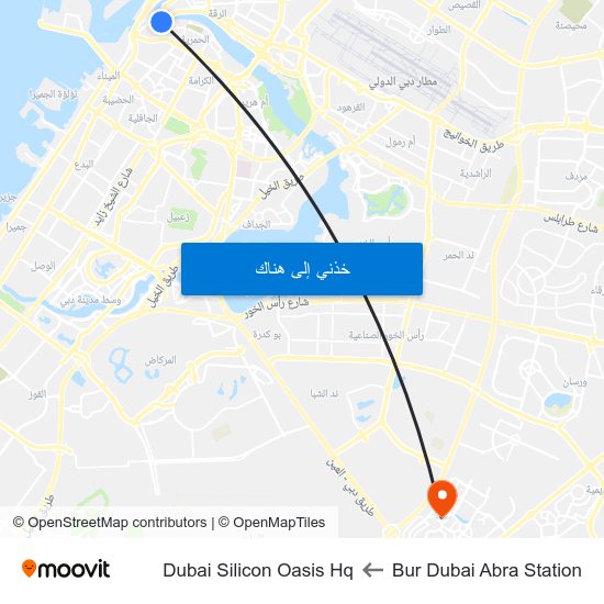 Bur Dubai Abra Station to Dubai Silicon Oasis Hq map
