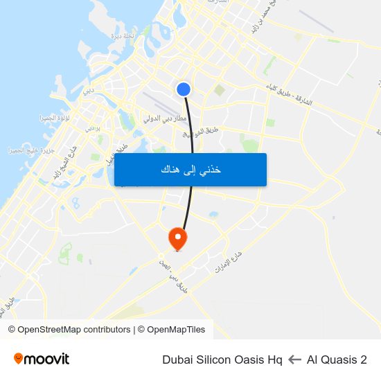Al Quasis 2 to Dubai Silicon Oasis Hq map