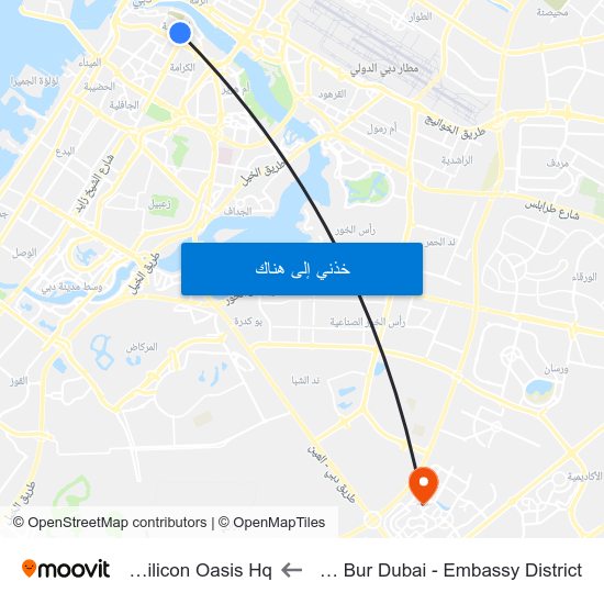 Holiday Inn Bur Dubai - Embassy District to Dubai Silicon Oasis Hq map