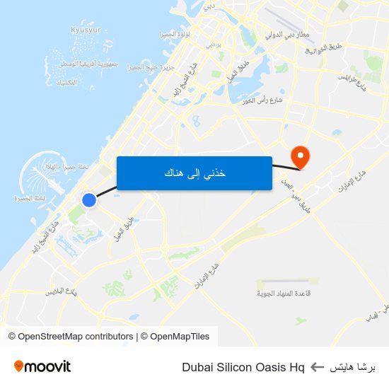 برشا هايتس to Dubai Silicon Oasis Hq map