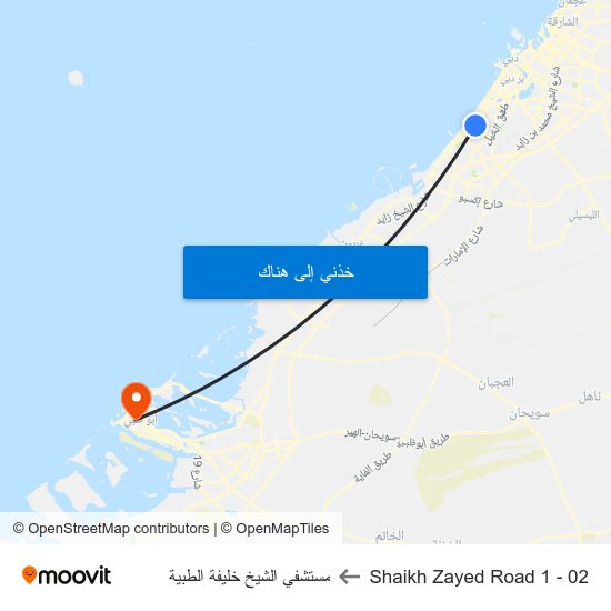 Shaikh Zayed  Road 1 - 02 to مستشفي الشيخ خليفة الطبية map